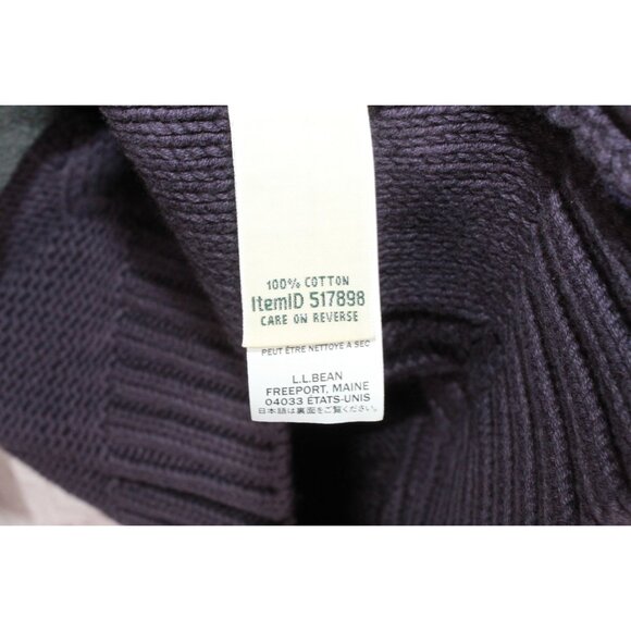 LL Bean Double L Cable Sweater Crewneck Darkest Purple Size S - Picture 8 of 11